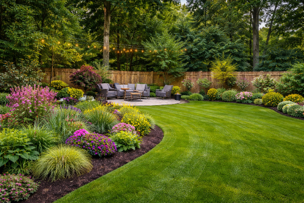 A beautifully maintained backyard